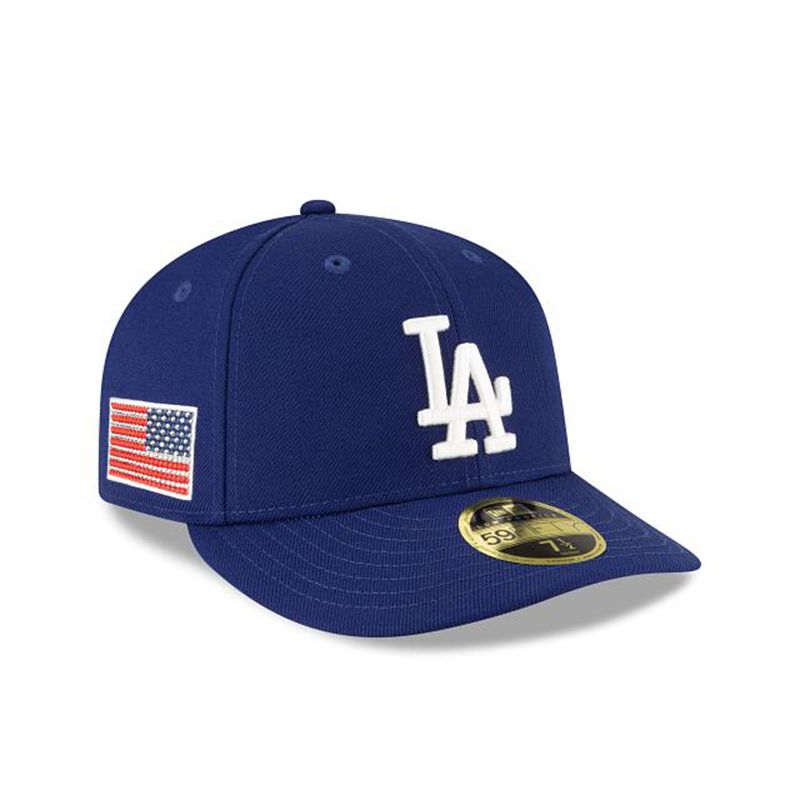 MLB Los Angeles Dodgers Crystals From Swarovski Flag Low Profile 59Fifty Fitted (HZE8353) - Blue New Era Caps